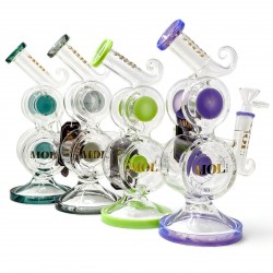 10" Rhythms of Relaxation Two Drums Recycler Water Pipe Assorted colors - [WP-2113]